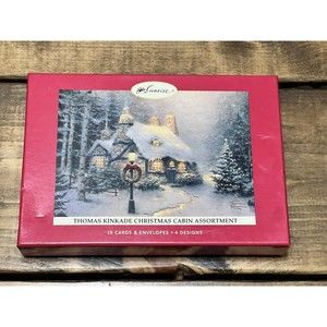 Vintage Christmas Cards ,Thomas Kinkade Cabins Asmt. Sunrise Greetings NIB/NOS